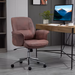 Vinsetto Home Office Chair Microfibre Swivel Chair for Home Study, Red