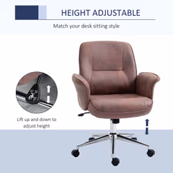 Vinsetto Home Office Chair Microfibre Swivel Chair for Home Study, Red