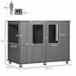 PawHut Dog Crate Kennel Cage for Extra Large Dog, Indoor End Table, Grey - Additional view 7