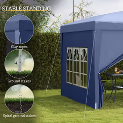 Outsunny 3mx3m Pop Up Gazebo Party Tent Canopy Marquee with Storage Bag Blue - Additional view 4