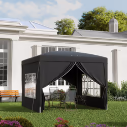 Outsunny 3mx3m Pop Up Gazebo Party Tent Canopy Marquee with Storage Bag Black