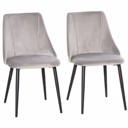 HOMCOM High Back Dining Chairs Velvet-Touch Accent Chairs Metal Legs