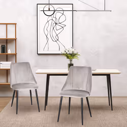 HOMCOM High Back Dining Chairs Velvet-Touch Accent Chairs Metal Legs