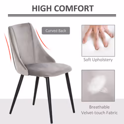 HOMCOM High Back Dining Chairs Velvet-Touch Accent Chairs Metal Legs