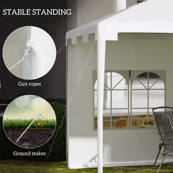 Outsunny 3 x 4 m Garden Gazebo Outdoor Canopy Marquee Party Tent White - Additional view 4