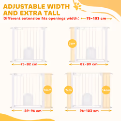 PawHut 75-103 cm Pet Safety Gate Pressure Fit Stair w/ Small Door Double Locking - Additional view 5
