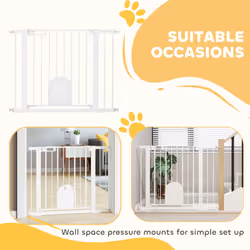 PawHut 75-103 cm Pet Safety Gate Pressure Fit Stair w/ Small Door Double Locking - Additional view 6