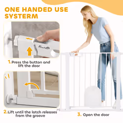 PawHut 75-103 cm Pet Safety Gate Pressure Fit Stair w/ Small Door Double Locking - Additional view 8