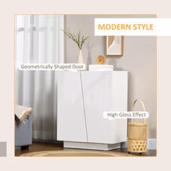 HOMCOM High Gloss Storage Cabinet for Bedroom Living Room Dining Room White