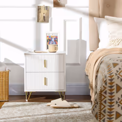 HOMCOM 2 Drawer Dresser, Chest of Drawers Storage Cabinet, White