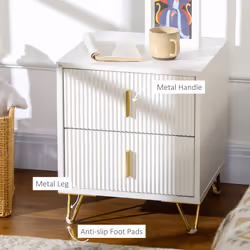 HOMCOM 2 Drawer Dresser, Chest of Drawers Storage Cabinet, White - Additional view 5