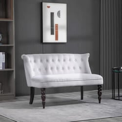 HOMCOM Velvet-Feel French Two-Seat Lounger Couch with Wood Frame, Grey