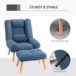HOMCOM Recliner with Ottoman 3-Position Adjustable Reclining Lounger Sofa Chair - Additional view 4