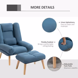HOMCOM Recliner with Ottoman 3-Position Adjustable Reclining Lounger Sofa Chair - Additional view 5