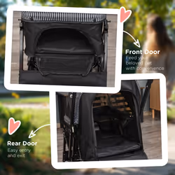 PawHut Pet Stroller Dog Foldable Travel Carriage with Reversible Handle, Black - Additional view 5