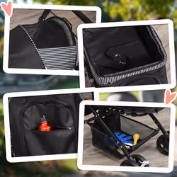 PawHut Pet Stroller Dog Foldable Travel Carriage with Reversible Handle, Black - Additional view 6