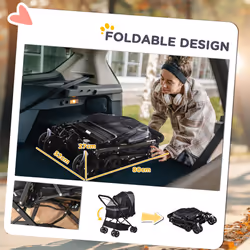 PawHut Pet Stroller Dog Foldable Travel Carriage with Reversible Handle, Black - Additional view 7