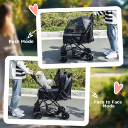 PawHut Pet Stroller Dog Foldable Travel Carriage with Reversible Handle, Black - Additional view 8