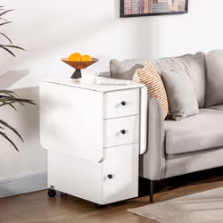 HOMCOM Folding Dining Table, Drop Leaf Table With Drawers White - Additional view 6