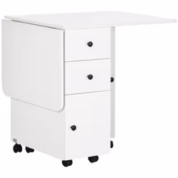 HOMCOM Folding Dining Table, Drop Leaf Table With Drawers White - Additional view 8