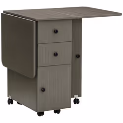 HOMCOM Folding Dining Table, Drop Leaf Table With Storage Drawers Grey - Additional view 8