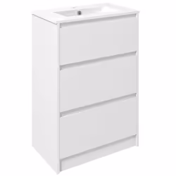 kleankin 600mm Bathroom Vanity Unit w/ 1 Tap Hole Basin Drawers Gloss White - Additional view 8