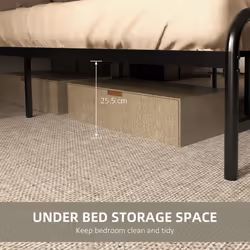 HOMCOM Double Bed Frame Steel Bed Base with Headboard 145 x 199cm Brown