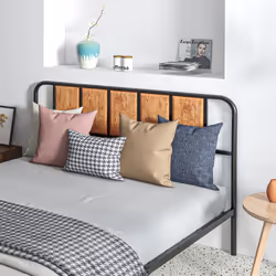 HOMCOM King Size Bed Frame with Headboard, Steel Bed Base 160 x 207cm Brown - Additional view 5