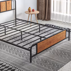 HOMCOM King Size Bed Frame with Headboard, Steel Bed Base 160 x 207cm Brown - Additional view 6