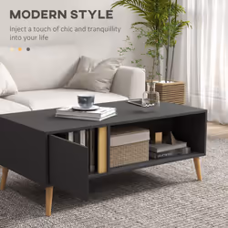 HOMCOM Coffee Table Modern Centre Table with Storage Rectangular Side Table Grey