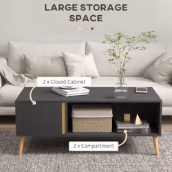 HOMCOM Coffee Table Modern Centre Table with Storage Rectangular Side Table Grey - Additional view 4
