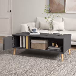 HOMCOM Coffee Table Modern Centre Table with Storage Rectangular Side Table Grey - Additional view 6