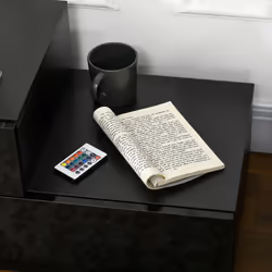 HOMCOM High Gloss Front Bedside Table Nightstand with LED Light Remote Black - Additional view 6