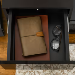 HOMCOM High Gloss Front Bedside Table Nightstand with LED Light Remote Black - Additional view 7
