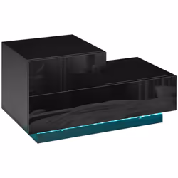 HOMCOM High Gloss Front Bedside Table Nightstand with LED Light Remote Black - Additional view 8