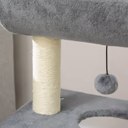 PawHut Cat Tree Kitten Tower w/ Scratching Post, Pad, Light Grey, Ball, Grey - Additional view 7
