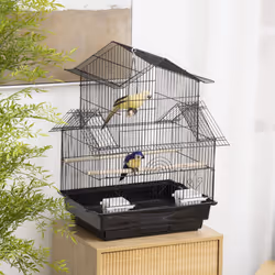 PawHut Metal Bird Cage Small w/ Perch Food Container Handle for Finch Canary