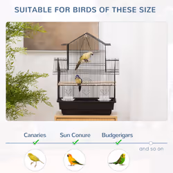PawHut Metal Bird Cage Small w/ Perch Food Container Handle for Finch Canary - Additional view 6