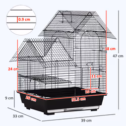 PawHut Metal Bird Cage, With Plastic Perch, Swing Ring, Handle, 39 x 33 x 47cm - Additional view 6