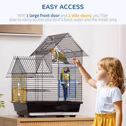 PawHut Metal Bird Cage, With Plastic Perch, Swing Ring, Handle, 39 x 33 x 47cm - Additional view 8