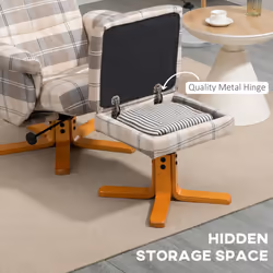 HOMCOM Recliner Chair and Footstool Linen-touch Fabric Wooden Base Multicolour - Additional view 4