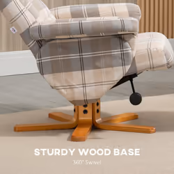 HOMCOM Recliner Chair and Footstool Linen-touch Fabric Wooden Base Multicolour - Additional view 6