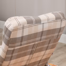 HOMCOM Recliner Chair and Footstool Linen-touch Fabric Wooden Base Multicolour - Additional view 8