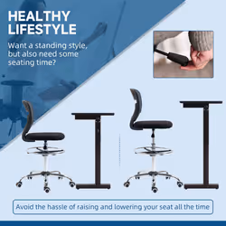 Vinsetto Draughtsman Chair, Tall Office Chair with Lumbar Support, Grey