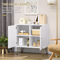 HOMCOM Freestanding Storage Cabinet with Adjustable Shelves for Living Room