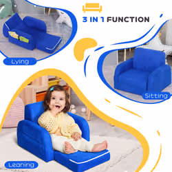 HOMCOM Kids Sofa Bed Children Armchair Folding Toddler Chair Couch Blue - Additional view 5