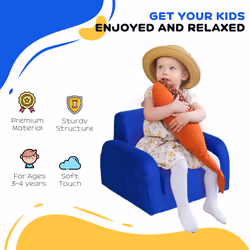 HOMCOM Kids Sofa Bed Children Armchair Folding Toddler Chair Couch Blue - Additional view 6