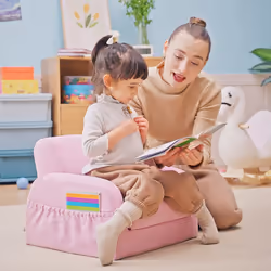 HOMCOM 2 In 1 Kids Armchair Sofa Bed Fold Out Padded Wood Frame Bedroom Pink