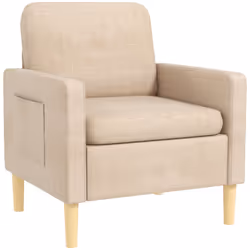 HOMCOM Modern Armchair Upholstered Accent Chair for Bedroom Home Office Beige