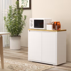 HOMCOM Sideboard Living Room Cabinet with Double Door Cabinet Adjustable Shelf